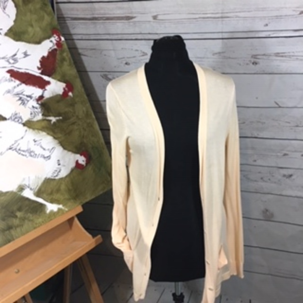 Cardigan sweater with long drape